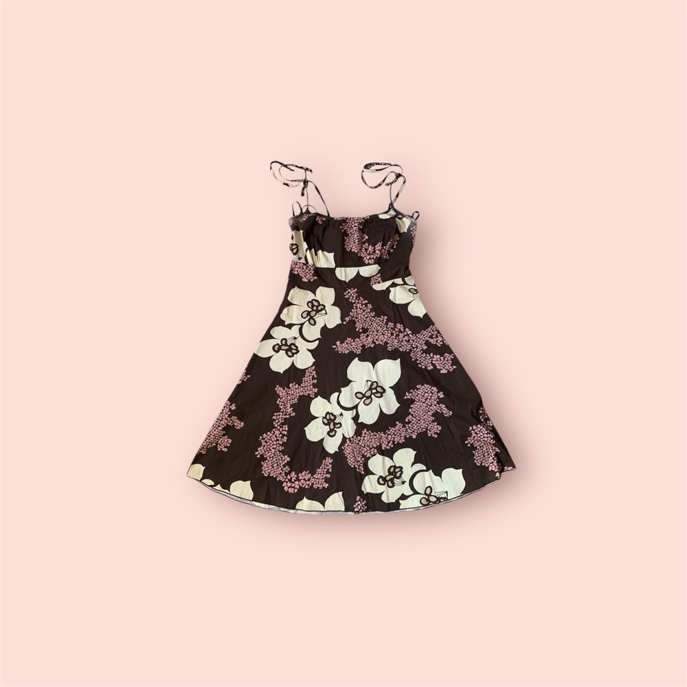 Y2k forever 21 Hawaiian flowers tie straps sleeveless dress